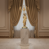 Candelabro de 5 Brazos con Figura de Musa Estilo Francés en Oro Dorado para Decoración del Hogar, Actividades Religiosas y Bodas