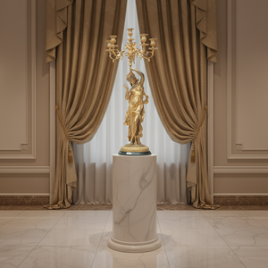 Candelabro <span class=keywords><strong>de</strong></span> <span class=keywords><strong>5</strong></span> Brazos con Figura <span class=keywords><strong>de</strong></span> Musa Estilo Francés en Oro Dorado para Decoración del Hogar, Actividades Religiosas y Bodas - Product Image 2