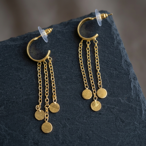 SOUMYA CREATIONS Handmade Gold-Plated Brass Hoop <b>Earrings</b> with Tassel <b>Cute</b> Bohemia Design for Women Party - Product Image 3