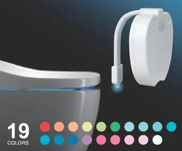 19 Color Changing LED Toilet Night Light PIR Motion Sensor Toilet Seat Bowl Smart Night Lamp LED
