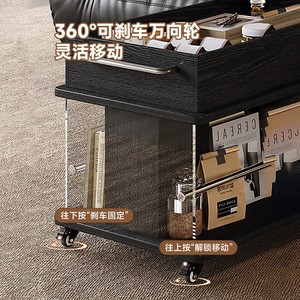 Mobile Coffee <b>Table</b> Wood Top With Wheels <b>Storage</b> Shelf Living Room Side <b>Table</b> High <b>End</b> Design - Product Image 1
