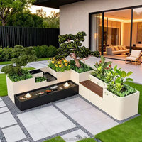 Banc de jardin moderne H175 peu encombrant avec bassin à cascade et jardinière surélevée intégrée pour balcon en hauteur