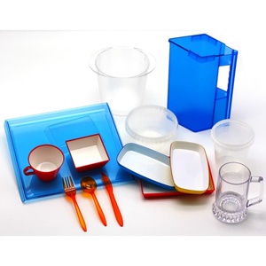 Plato de Plástico Bicolor Rojo y Blanco de Calidad para Catering de Aerolíneas con Diseño Apilable, Material para Servicio de Comidas a Bordo - Product Image 6