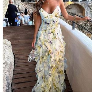 Abiti da sera lunghi con volant da donna senza spalline senza schienale <span class=keywords><strong>Organza</strong></span> Chiffon alla moda - Product Image 4