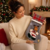 Pendentifs de Noël extra larges en forme de chaussettes, sacs cadeaux et sacs à bonbons pour la décoration de fêtes de Noël, de sapins et de cheminées, et comme accessoires de décoration artistique