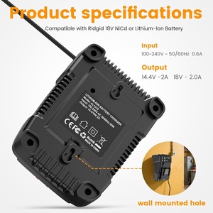<span class=keywords><strong>Chargeur</strong></span> de <span class=keywords><strong>batterie</strong></span> 18 volts pour Ridgid R86091 R86092 <span class=keywords><strong>Chargeur</strong></span> de remplacement pour <span class=keywords><strong>batterie</strong></span> au lithium <span class=keywords><strong>AEG</strong></span> 18V L1830R L1815R R840085 R840086 - Product Image 4