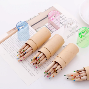 Coffret de crayons de couleur 6 et 12 couleurs pour cadeaux, avec impression de logo, adapté au dessin et au gribouillage, emballé dans du papier kraft - Product Image 2