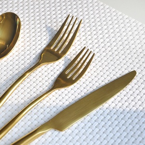 Boda de acero inoxidable biselado con cubertería chapados en oro utensilio de oro cubiertos - Product Image 3