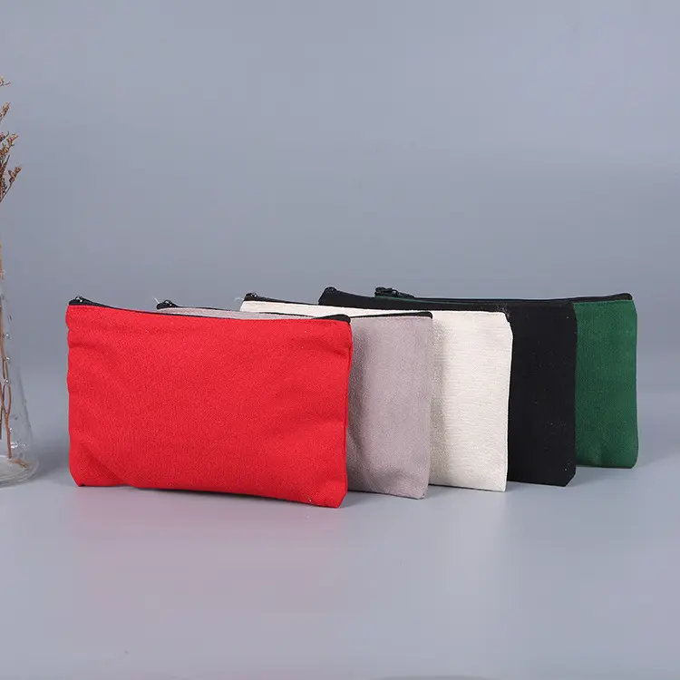 Fabrika doğrudan tedarik fermuar kanvas çanta el kozmetik saklama çantası renkli baskı yaratıcı değişim kalem kırtasiye çantası