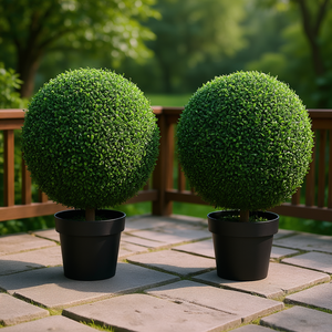 Alberi Topiari Artificiali in Bosso, Set da 2, Altezza 60 cm, per Interni ed Esterni, Piante Verdi in Vaso per Arredamento Casa e Ufficio - Product Image 2