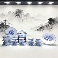Service de table de luxe en porcelaine osseuse chinoise bleue et blanche de 58 pièces - Assiettes et bols en porcelaine pour la maison et la restauration