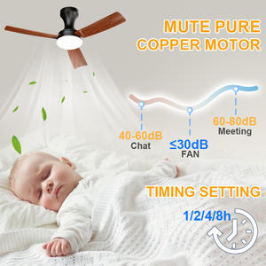 Ventilador de Techo Inteligente Moderno de 42 Pulgadas con Luz - Control por Aplicación y Control Remoto, Motor de CC Silencioso de <30dB, 3 Aspas, 6 Velocidades Regulables, para Dormitorio - Product Image 5