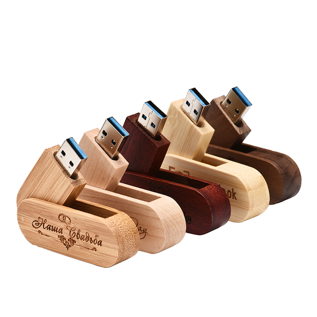 ECO Friendly Usb Flash Drives Direct Sell Wooden Rotate Flashdrive 3.0 Pendrive Usb Key Stick 16gb 32GB 64GB U Disk
