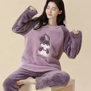 Set Pigiama Termico in Flanella per Donna, Maniche Lunghe, Vestibilità Comoda, Autunno Inverno, Stampa Personalizzata, Abbigliamento da Casa - Product Image 4