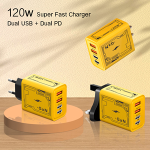 DENIXI QC3.0 Mobile Phone 120 W Charger Travel Charger, 2USB + 2PD Multi-port Adapter with US/EU/UK <strong>Charging</strong> <strong>Plugs</strong> - Product Image 3