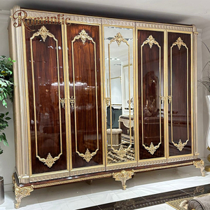 Juego de Muebles de Dormitorio de Lujo Estilo Turco de Alta Gama, Cama King Size de Madera Sólida con Cabecera Tapizada y Detalles en Dorado, Muebles para Hotel o Villa - Product Image 5