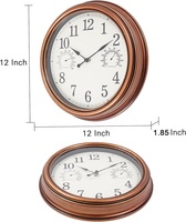 Horloge murale étanche rétro de 12 pouces avec température et humidité horloge antique de pays personnalisée en plastique multifonctionnelle