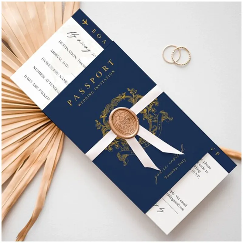 Sıcak ürünler pasaport düğün davetiyesi özel baskılı Logo düğün davetiye pasaport lüks düğün davetiyesi pasaport
