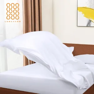 Holesale ltra-sábanas de microfibra suave para cama de hotel, Sábana plana y ajustada de color blanco