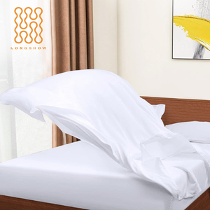 Bán buôn siêu mềm sợi nhỏ Khăn trải giường tấm trắng khách sạn Giường tấm phẳng và được trang bị tấm - Product Image 3