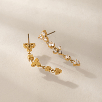 Boucles d'oreilles pendantes J&D Jewelry en acier inoxydable plaqué or 18 carats, triangle, fleur, pompon, zircon cubique, bijoux classiques pour femmes