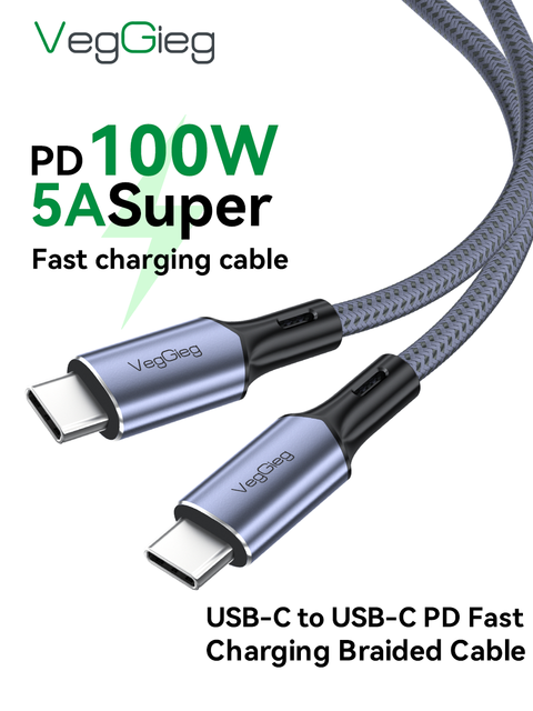 Type C to Type C Braided Cable  Fast Charging 100W  Fast Charging  Braided Cable USBC Data Transfer Cable 1.2m 2m