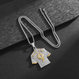 yunnique HipHop Stainless Steel Haaland 9 Jersey Pendant Necklace Pave Setting Unisex Gift Jewelry - Product Image 4