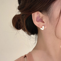 Collier Cœur de Luxe en Acier Inoxydable avec Coquille Noire et Blanche, Chaîne de Clavicule en Forme de Cœur, Ensemble Collier et Boucles d'Oreilles