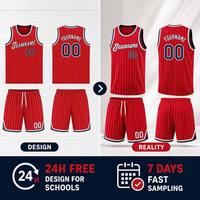 Maillot de basket varsity personnalisé pour jeunes, sublimé, à rayures fines, orange, uniforme d'équipe pour garçons, pour l'école, la ligue d'élite, en gros