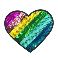 Patch brodé personnalisé écologique 2026 avec cœurs et fleurs à sequins, thermocollant, couleur personnalisée, pour vêtements et chapeaux