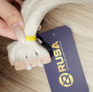 เทปต่อผม RUSA ผมแท้แบบตรง สีบลอนด์อ่อน หรือสีผสม ผมแท้แบบเรมี่ เส้นเดียว ถักสองชั้น - Product Image 1