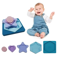 Jouet Montessori en silicone pour le tri avec nombre Puzzles Jouet éducatif de forme géométrique couleur multifonctionnel d'apprentissage des mathématiques