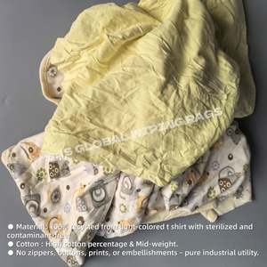 Trapos de camiseta reciclados de color claro de 25 kg para uso industrial, trapos de limpieza de algodón reciclado. - Product Image 4