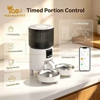 Pengumpan Hewan Peliharaan Pintar 2.4G WiFi Kontrol Aplikasi Dispenser Otomatis Kamera 3MP Rekam Suara Porsi Terjadwal Mangkuk Ganda Anti Macet