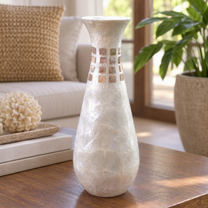 Florero Decorativo de Concha de Capiz Natural Hecho a Mano, Decoración Contemporánea para el Hogar, Venta al por Mayor - Product Image 2