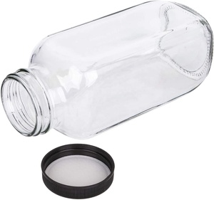 Bán Buôn Rỗng Vuông 250ML 500ML Nước Ép Sữa Trà Uống Chai Thủy Tinh Với Nắp Kim Loại Nhựa Và In Màu - Product Image 4