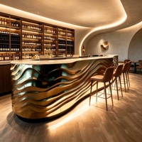 Comptoir de réception en acier inoxydable multicouche ondulé sur mesure, comptoir de bar de luxe, bureau d'accueil pour bureau, hall d'hôtel, projet commercial