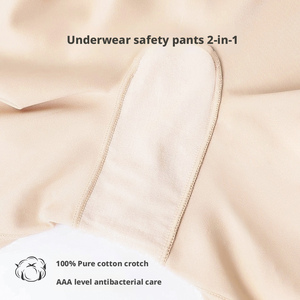 Pantaloncini di Sicurezza <span class=keywords><strong>Invisibili</strong></span> Due in Uno Anti-Esposizione, Senza Arrotolamenti, in Seta Ghiaccio, a Vita Alta, Senza Cuciture, Slip Base da Donna - Product Image 3