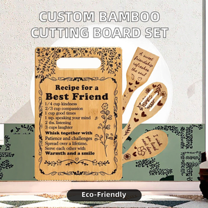 Ensemble de planches à découper en bambou personnalisables, quatre pièces, gravées, pour la cuisine, la décoration intérieure, la présentation et le service, idéal comme cadeau. - Product Image 3