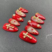 Ongles Artificiels Rouge Été Style Coeur Accessoires Haute Qualité Réutilisable Usine En Gros
