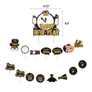 Or noir bonne année 2024 feuille ballon 2024 joyeux noël réveillon décorations de fête pour la maison ornements fête faveur SET0259 - Product Image 2