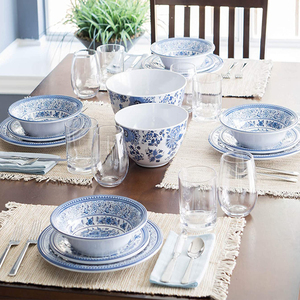 Màu Xanh Và Trắng Phong Cách Melamine Nhà Sử Dụng Bữa Ăn Tối Bộ - Product Image 6