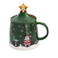 Tasse à café en céramique avec couvercle et cuillère, mug créatif en relief, coffret cadeau, cadeau transfrontalier de grande valeur