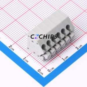 MX250-3.5-06P-A-GY01-Cu-A Spring Terminal Block Through hole Component (THT),P=3.5mm Connector 1x6P 3.5mm Gray Through Hole - Product Image 1