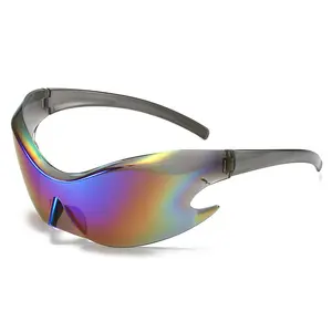 نظارات شمسية فريدة قطعة واحدة رياضية ذات طلاء بانك هيب هوب طراز Y2K إصدار عام 2024 من المصنع