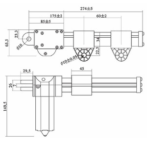 Actuador Lineal Recíproco Mini de 4000N 400Kg 24v, Carrera Lineal de 65mm 100mm - Product Image 6