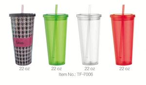 Striped Double-Wall PS Cup Stylish Solid Color Travel Mug Large Capacity Reusable Water Bottle Food Safe Student <b>Drinkware</b> - Product Image 3