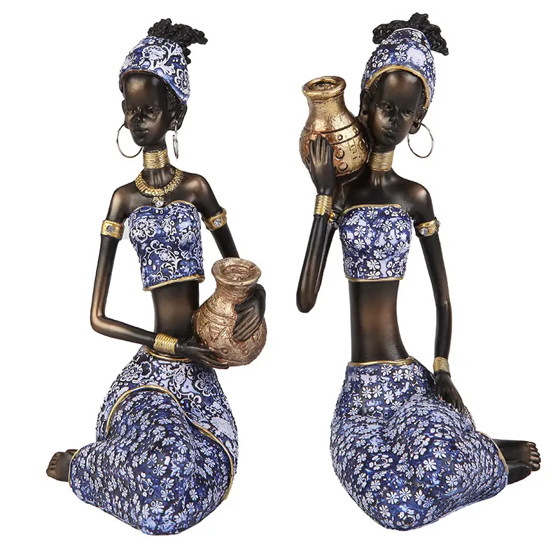장식 홈 블랙 동상 전통적인 부족 레이디 입상 조각 아프리카 여성 동상 미국 블랙 빈티지 선물