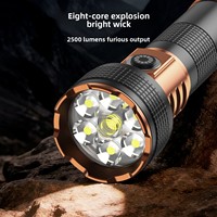 Lampe torche laser puissante zoomable 2500 lumens, étanche, rechargeable, longue durée de vie, mini, super lumineuse, longue portée, pour extérieur