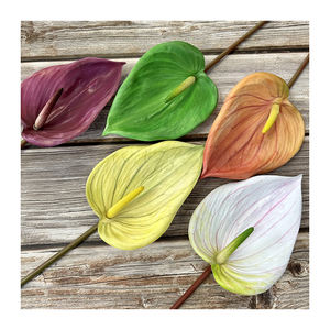 Meichun ใบบัวแบบนิ่มขนาดใหญ่ลายดอกบัวสีแดงหน้าวัวสำหรับตกแต่งเค้าโครงงานแต่งงานคู่<span class=keywords><strong>ม</strong></span>ือจัดดอกไม้ประดิษฐ์ - Product Image 4